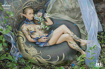 Elf girl, blue, frumusete, art, gorgeous, girl, elf, superb, fantasy, siyuan zhao, flower, luminos HD wallpaper