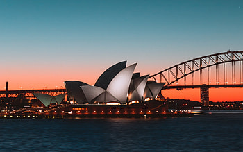 Sydney Opera House, Sunset beauty, Panoramic view, Travels HD wallpaper