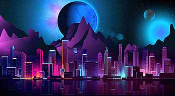 City Futuristic Retro , city, artist, artwork, digital-art, neon, retrowave HD wallpaper
