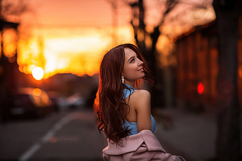 Girl Sunset Smiling Golden Hair , girls, model HD wallpaper