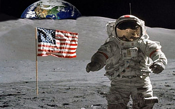 Flag on the Moon, space, earth, flag, moon HD wallpaper