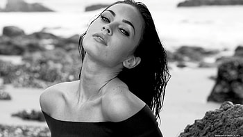 Megan Fox, sexy, model, actor, face, girl, b w, woman HD wallpaper