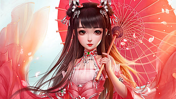 Fantasy Girl, Asian, Girl, Beauty, Umbrella HD wallpaper