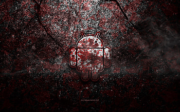 Android logo, grunge art, Android stone logo, red stone texture, Android, grunge stone texture, Android emblem, Android 3d logo HD wallpaper