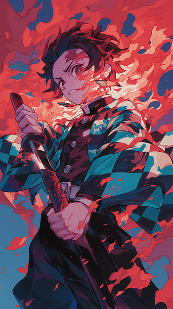 Tanjiro Kamado - Fiery Anime Warrior , Anime, Demon Slayer: Kimetsu no Yaiba, Tanjiro Kamado HD phone wallpaper