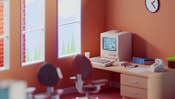 Late 80's office, artistic, 3D Art HD wallpaper