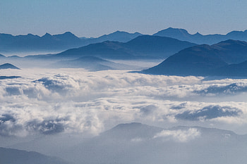 Clouds, white, horizon, mountains HD wallpaper