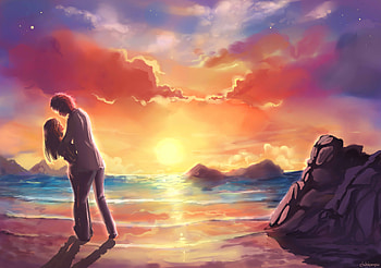 Couples Coast Love , love, couple, artist, artwork, digital-art HD wallpaper