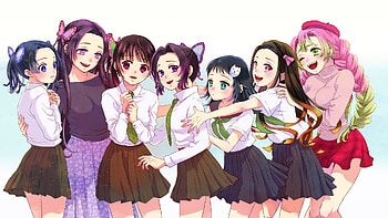 Aoi Kanzaki Kanae Kocho Kanao Tsuyuri Makomo Mitsuri Kanroji Nezuko Kamado Demon Slayer Kimetsu no Yaiba HD wallpaper
