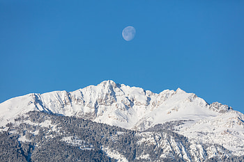 Nature, Mountains, Moon, Snow, Forest HD wallpaper