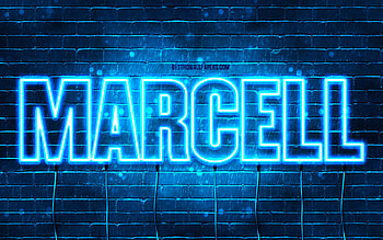 Happy Birtay Marcell, , blue neon lights, Marcell name, creative, Marcell Happy Birtay, Marcell Birtay, popular french male names, with Marcell name, Marcell HD wallpaper