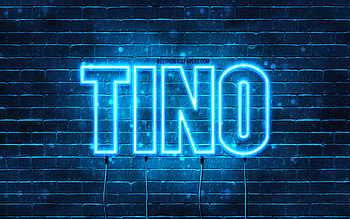 Tino, , with names, Tino name, blue neon lights, Tino Birtay, Happy Birtay Tino, popular italian male names, with Tino name HD wallpaper