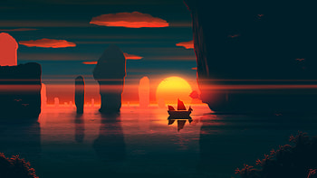 Evening Sail Boat Coast, boat, artist, artwork, digital-art, deviantart, sunset HD wallpaper