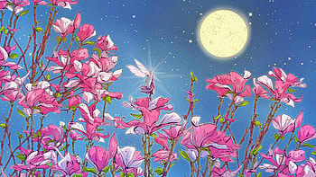 Pink flowers, artwork, blossom HD wallpaper