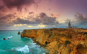 Lighthouse cliff, Puerto Rico island, Caribbean nature, Breathtaking landscape HD wallpaper