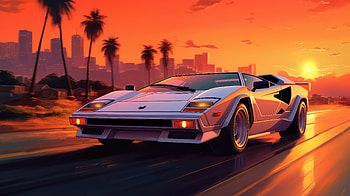 Lamborghini Sunset Glow Retro, lamborghini, retro, cars, artist, artwork, digital-art HD wallpaper