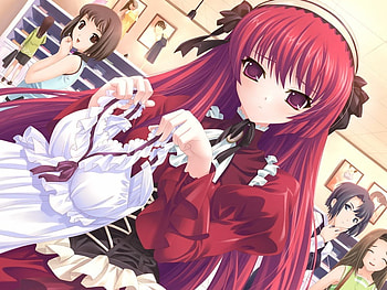 Sayane Tsukigase, anime girl, shopping, red anime girl, akira, red, alice matic HD wallpaper