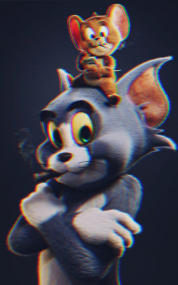 Tom and jerry glitch, electric blue, whiskers HD phone wallpaper
