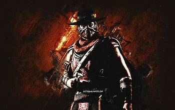 Erron Black, Mortal Kombat Mobile, Erron Black MK Mobile, Mortal Kombat, orange stone background, Mortal Kombat Mobile characters, grunge art, Erron Black Mortal Kombat HD wallpaper