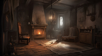 A gloomy room with fireplace, AI Art, Cozy, fireplace, aesthetic, fantasy HD wallpaper