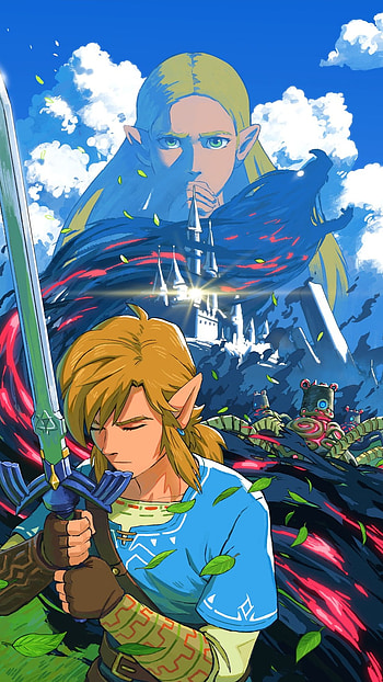 Breath of the wild, art, gaming, nintendo, castle, link, zelda, ganon, botw HD phone wallpaper