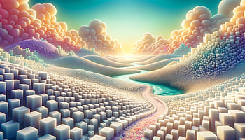 Sugar Cube Dreamland -, sugar, sugar cube, landscape, surreal, colorful HD wallpaper