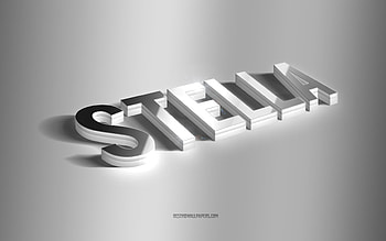 Stella, silver 3d art, gray background, with names, Stella name, Stella greeting card, 3d art, with Stella name HD wallpaper
