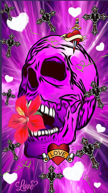 Love and Light, purple, Sugar skull, heart HD phone wallpaper
