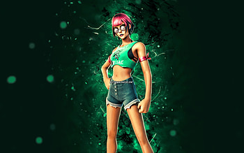 Beachcomber Sunny, , turquoise neon lights, Fortnite Battle Royale, Fortnite characters, Beachcomber Sunny Skin, Fortnite, Beachcomber Sunny Fortnite HD wallpaper