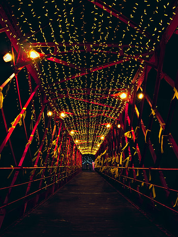 Dark, Bridge, Illumination, Decoration, Lighting HD phone wallpaper