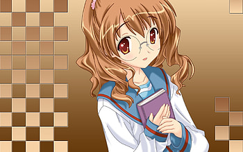 Anime, Girl, Pretty, Glasses, Spectacles, Brunette HD wallpaper