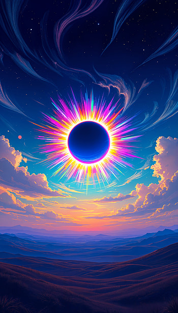 Radiant Eclipse: A Stunning , eclipse, colorful HD phone wallpaper