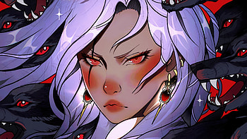 Wolf Stare Girl, artist, artwork, digital-art HD wallpaper