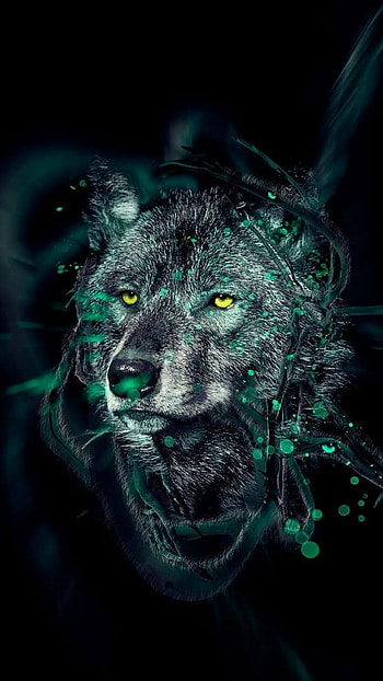 Digital art wolf, Surreal masterpiece, Technicolor dreams, Visual delight HD phone wallpaper