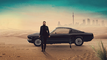John Wick With Mustang, john-wick, movies, artist, behance HD wallpaper