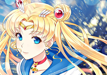 Sailor Moon, blue, blonde, anime, red, girl, manga, asami HD wallpaper