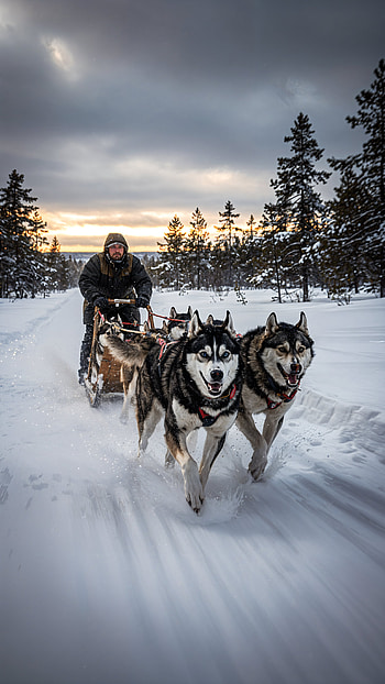 Arctic Rush / Northern Run / Husky Horizon / Snowbound Sled / Sled, husky, snow HD phone wallpaper