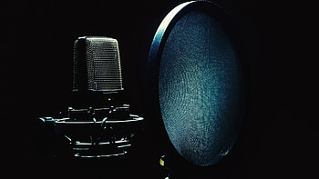 Micro with pop filter, Dark music background, Latest technology showcase, Inspiring words HD wallpaper