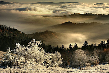 landscape, winter, clouds, nature, mountains HD wallpaper