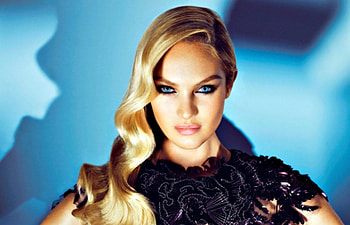 Candice Swanepoel, black, model, blue eyes, blonde, girl, woman, beauty HD wallpaper