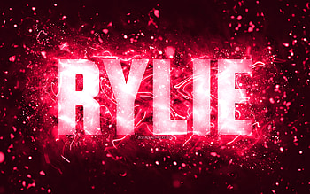 Happy Birtay Rylie, , pink neon lights, Rylie name, creative, Rylie Happy Birtay, Rylie Birtay, popular american female names, with Rylie name, Rylie HD wallpaper