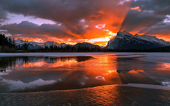 Nature, Dawn, Canada, Albert, Alberta, Banff National Park HD wallpaper