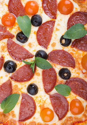 Pizza with green leaves, stock , Fresh and appetizing, Nature-inspired HD phone wallpaper