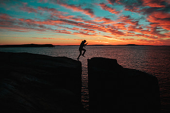 Sea, Dark, Silhouette, Human, Person, Bounce, Jump HD wallpaper