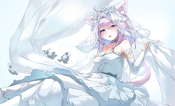 Okayu-Nekomata, girl, anime, Nekomata, Okayu HD wallpaper