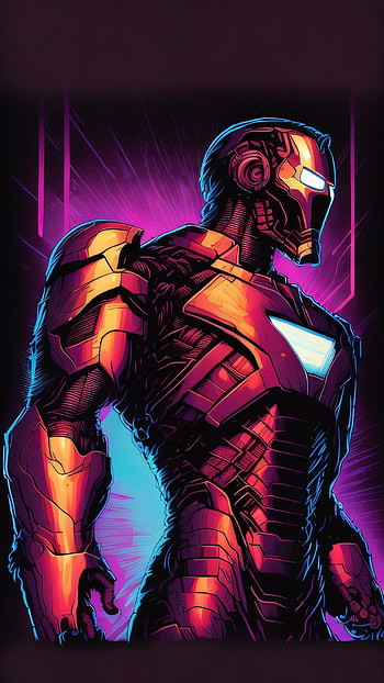 Iron Man, vector, colors, synthwave HD phone wallpaper