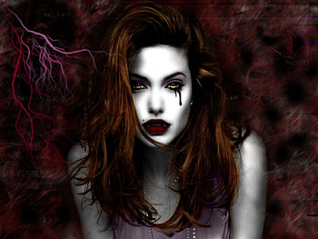 DARK AND BEAUTIFUL, RED HAIR, BEAUTIFUL, DARK, VAMPIRE, RED, BLOOD, FANTASY, WOMAN, BEAUTIFUL WOMAN, HALLOWEEN, FEMALE HD wallpaper
