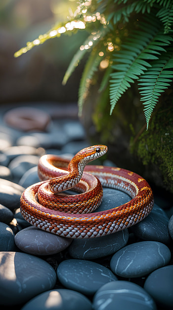 Coiled Crimson Corn Snake — , snake, reptile HD phone wallpaper