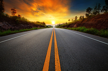 Sunrise Sunset Road, sunrise, sunset, nature, road HD wallpaper