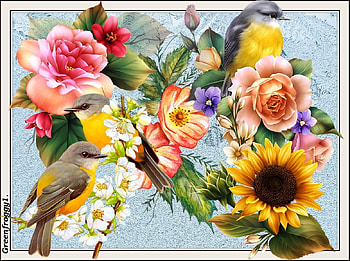 BIRD AND FLOWER COLLAGE, BIRDS, ART, FLOWERS, ABSTRACT HD wallpaper